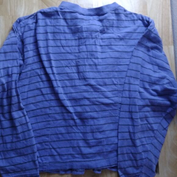 Vintage A'Milano Striped Cropped Button Down Long Sleeve Shirt - Picture 4 of 5
